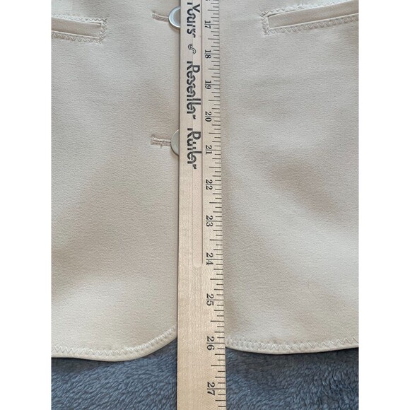 Suzy Shier Suit Jacket Blazer Womens 7 Cream Chambray Stretch Long Sleeve Career - Picture 13 of 16